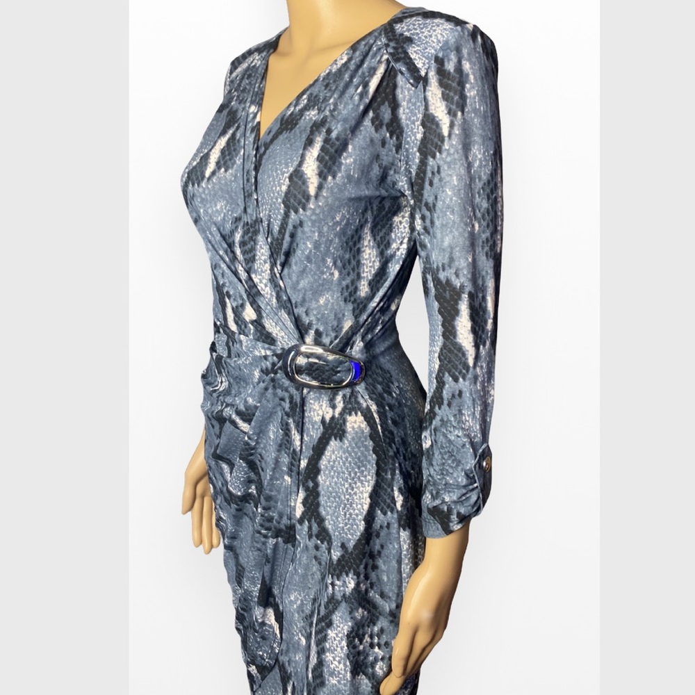 Cache Faux Wrap Snake Print Silver Buckle S - image 3